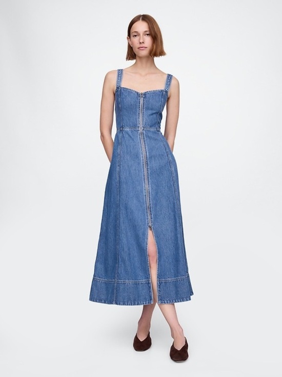 GAP Dresses & Skirts - GAP UltraSoft Denim Zip-Front Maxi Dress Medium Wash Size M